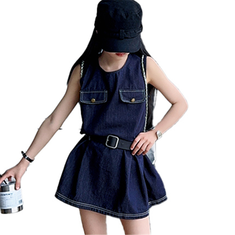Vintage Fashion Outfit - Stylish Kids Fashion Denim Bodysuit Dress