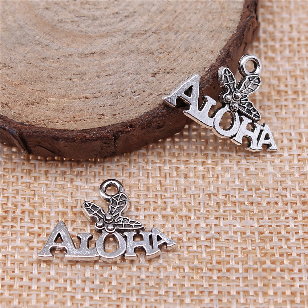 Vintage Fashion Wholesale - 40pcs 21x14mm(0.83x0.55inch) Antique Silver Color Aloha