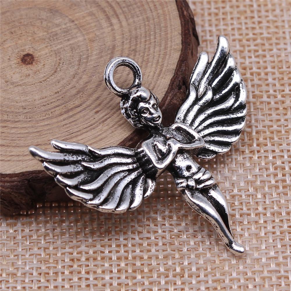 Vintage Fashion Wholesale - 4pcs 41x44mm(1.61x1.73inch) Antique Silver Color Angel