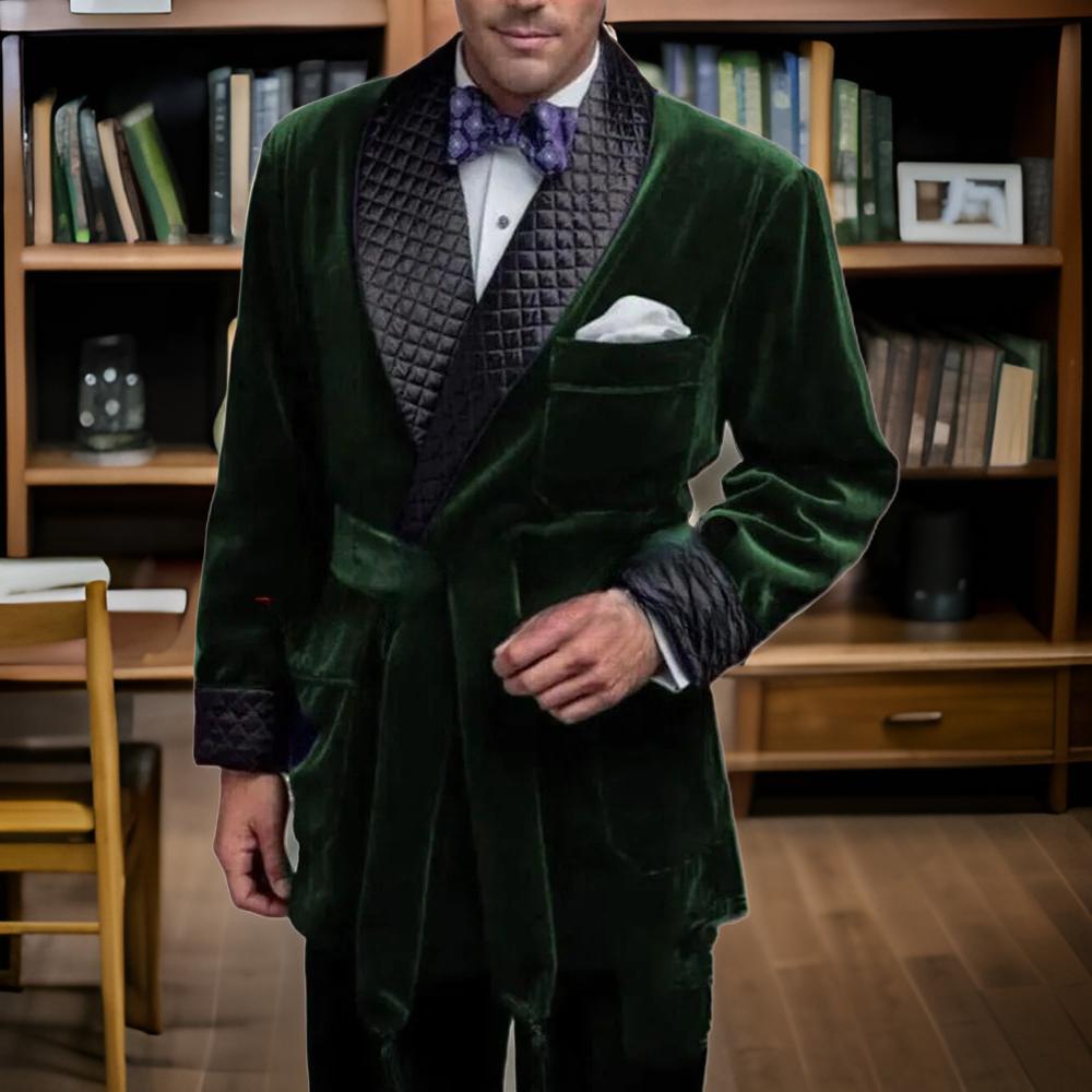 Velvet Blazer Vintage - Green Velvet Smoking Suit Jackets for
