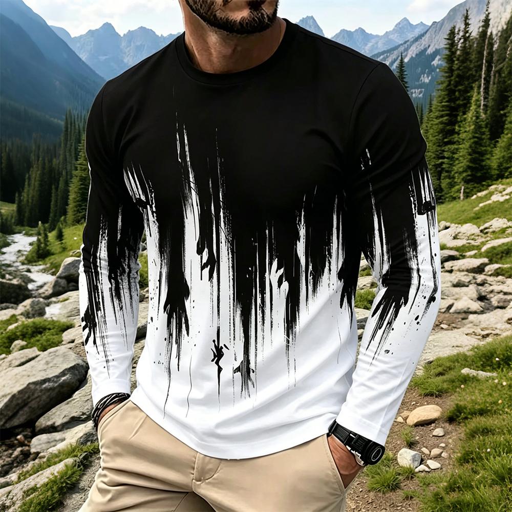 Vintage Fashion For Men - Men's Gradient Ink Splash Long Sleeve
