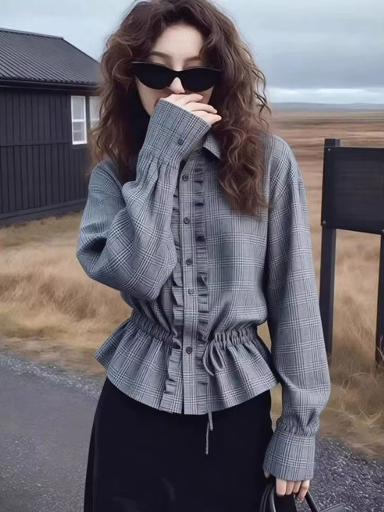 Vintage Fashion Drawings - Fashion Design Shirts Long Sleeve Ruffles