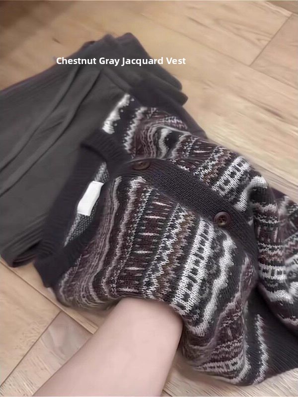 Gray Knitted round Neck Open C - Vintage Fashion Faire review and price