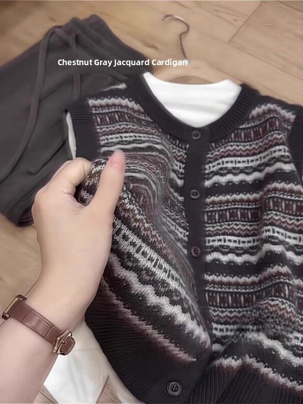 Gray Knitted round Neck Open C - Vintage Fashion Faire review and price