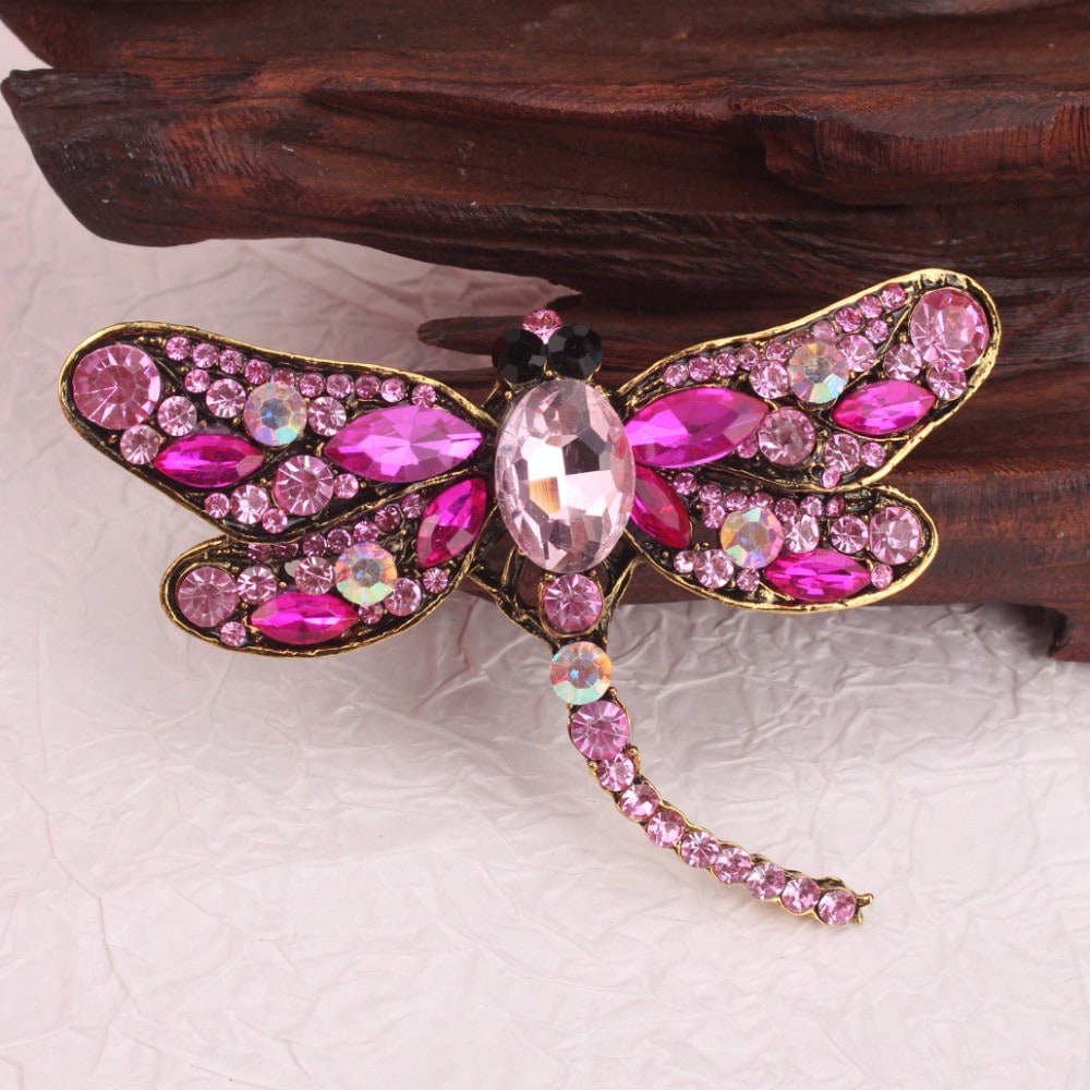 Vintage Gold-Tone Pink Rhinest - Vintage Fashion Retro Outfit review and price