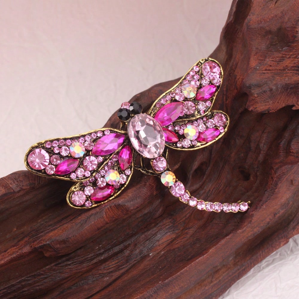Vintage Gold-Tone Pink Rhinest - Vintage Fashion Retro Outfit review and price