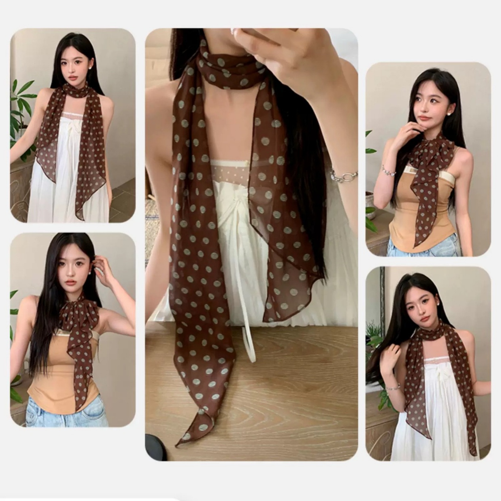Vintage Polka Dot Chiffon Scar - Vintage Fashion Outfit review and price