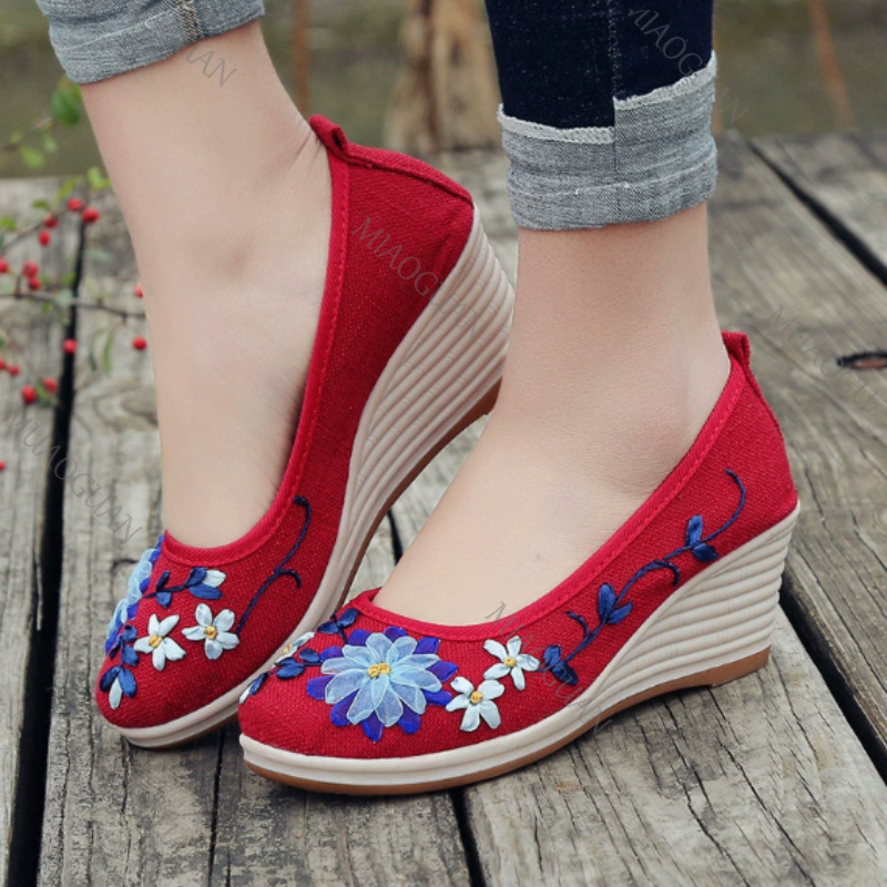 Embroidered Women Comfort Wedg - Vintage Fashion Female review and price