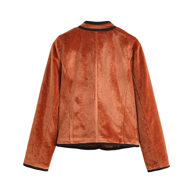 Stand Collar Contrast Piping T - Velvet Blazer Vintage review and price