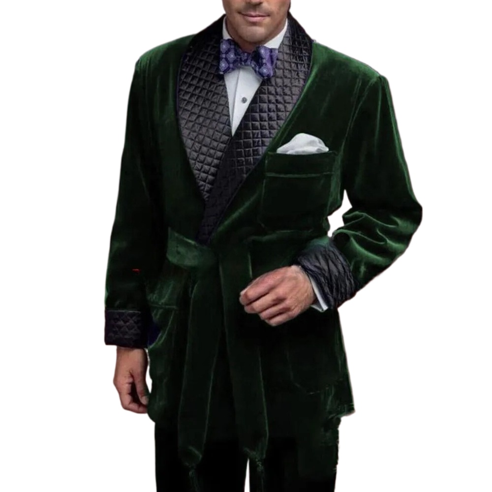 Green Velvet Smoking Suit Jack - Velvet Blazer Vintage review and price