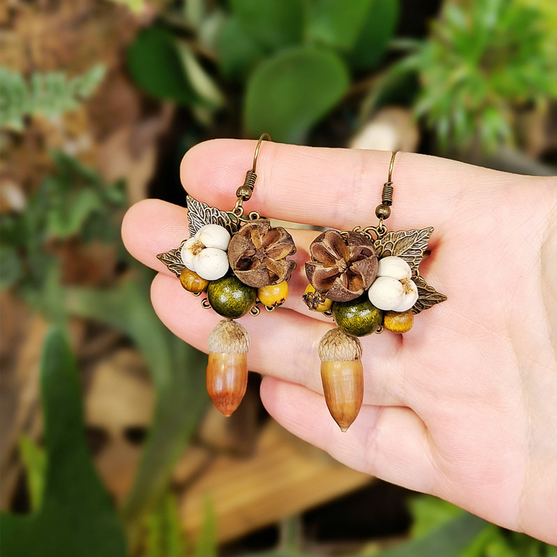 Vintage Wooden Plant Earring U - Vintage Fashion Wholesale review and price