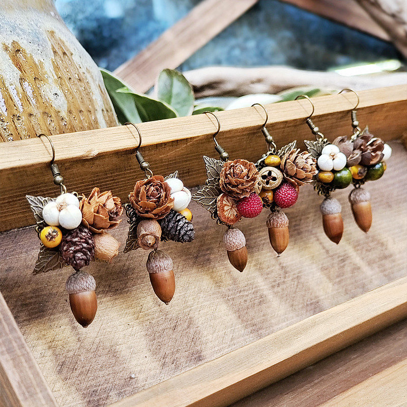 Vintage Wooden Plant Earring U - Vintage Fashion Wholesale review and price