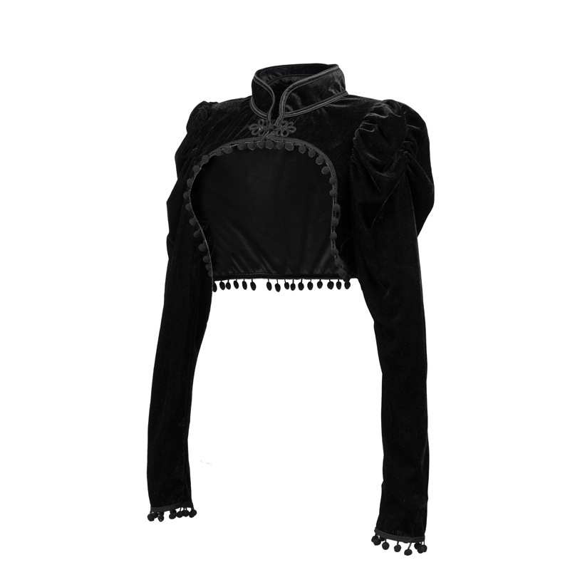 Flannel Tassels Stand Collar E - Velvet Blazer Vintage review and price