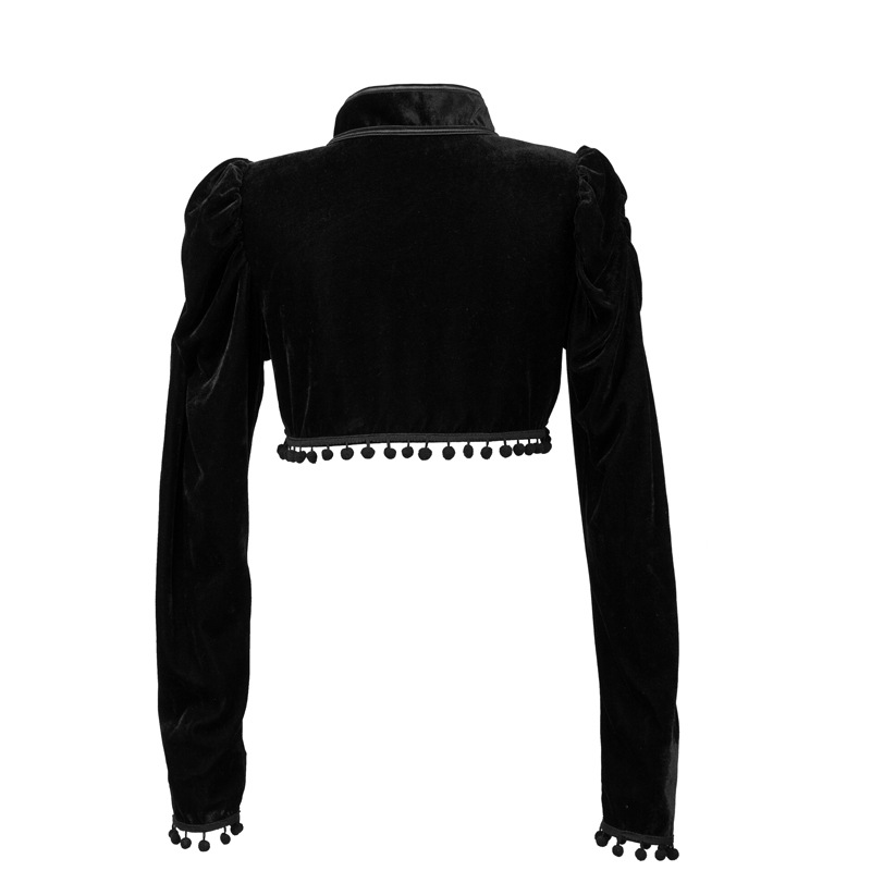 Flannel Tassels Stand Collar E - Velvet Blazer Vintage review and price