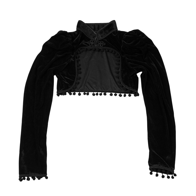 Flannel Tassels Stand Collar E - Velvet Blazer Vintage review and price