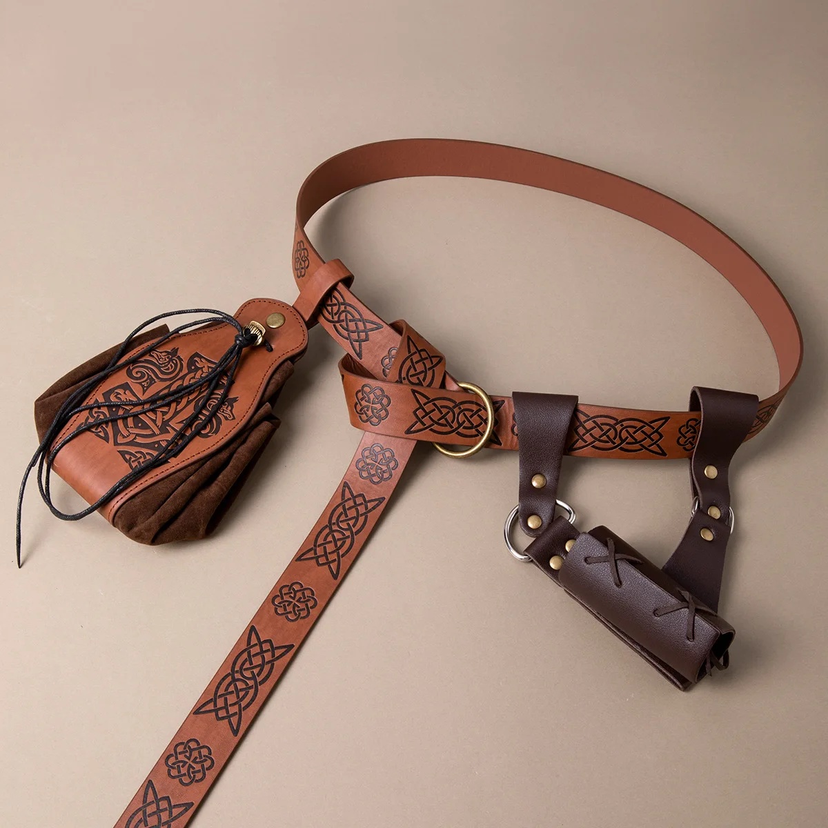 Medieval Leather Belt Set Pu L - Vintage Fashion Faire review and price