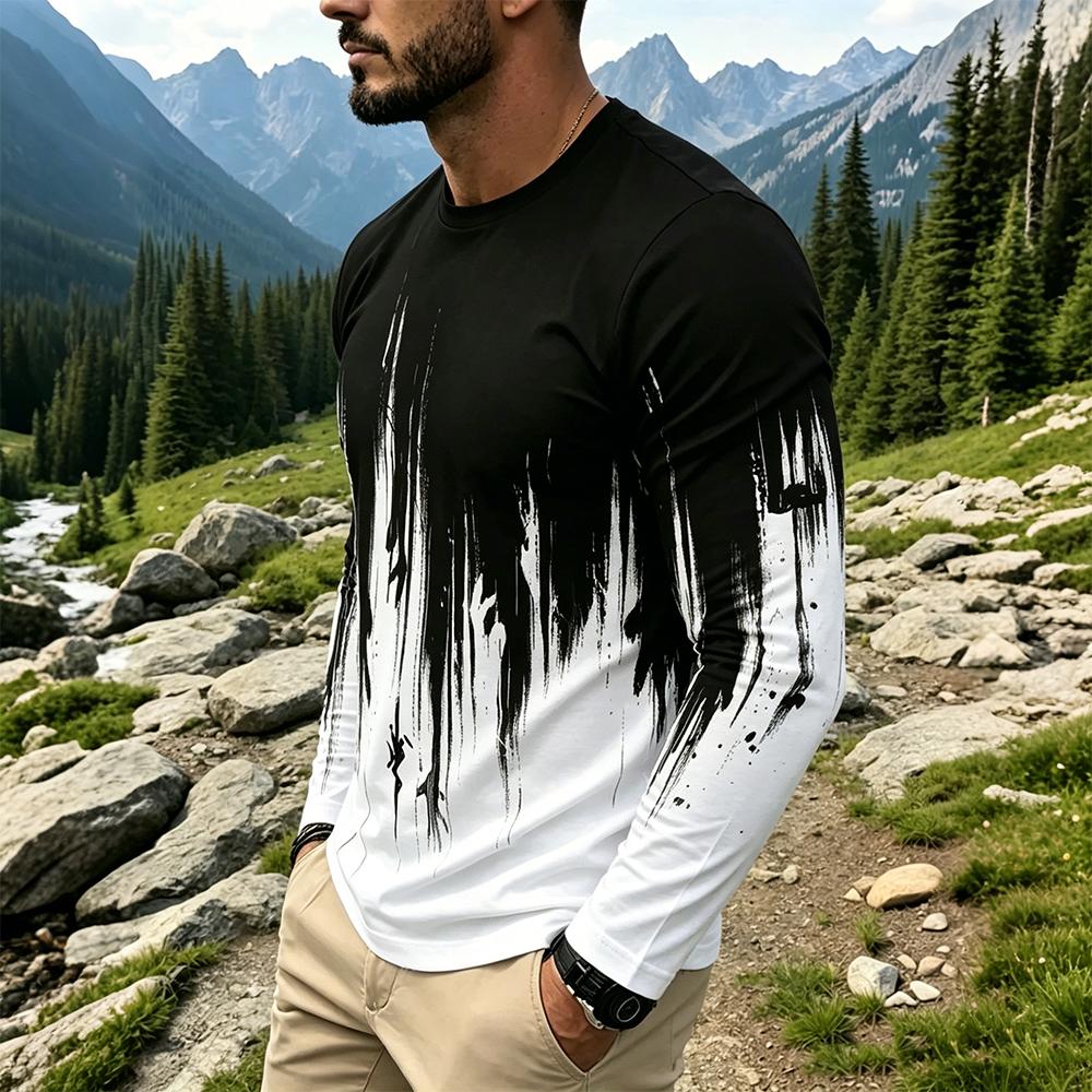Men's Gradient Ink Splash Long - Vintage Fashion For Men review and price