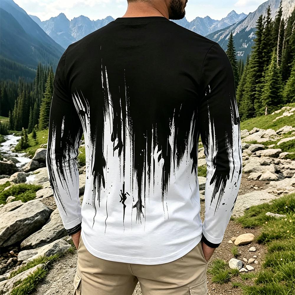 Men's Gradient Ink Splash Long - Vintage Fashion For Men review and price